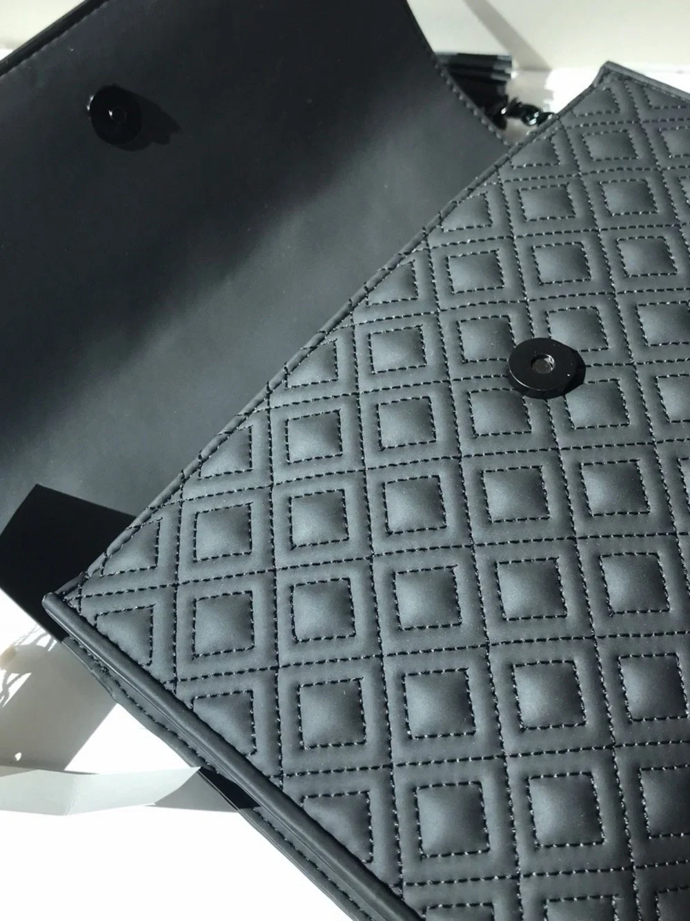 Tory Burch Matte Black Rubber Medium Fleming Shoulder Bag